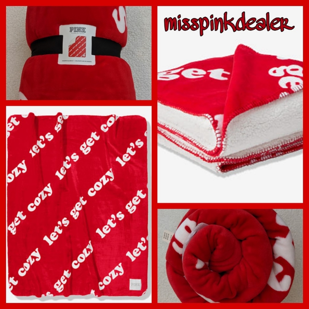 VS PINK Sherpa Blanket sz 50in by 60in